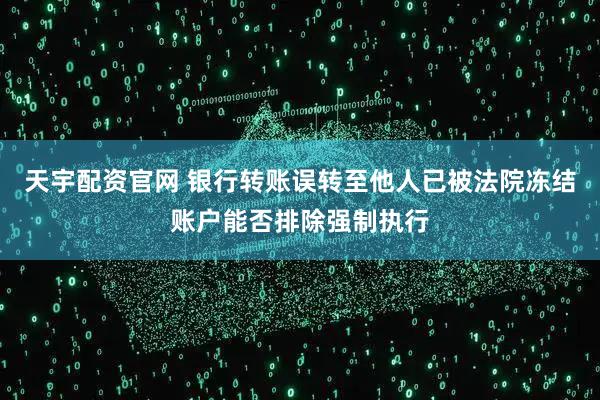 天宇配资官网 银行转账误转至他人已被法院冻结账户能否排除强制执行
