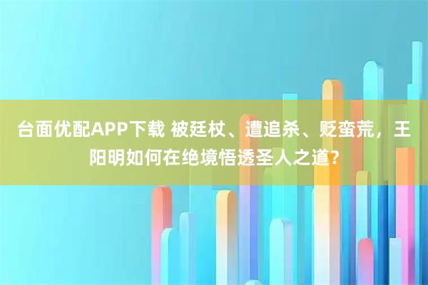 台面优配APP下载 被廷杖、遭追杀、贬蛮荒，王阳明如何在绝境悟透圣人之道？